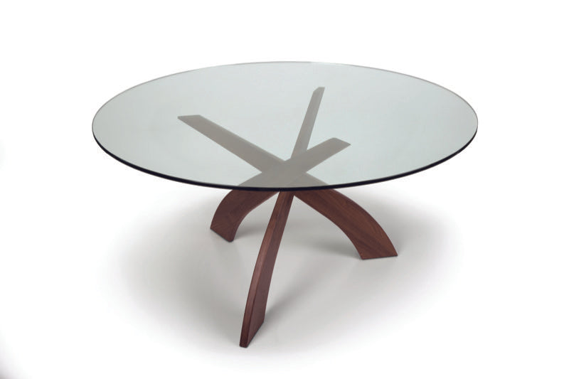 Entwine Dining Table with walnut base top view