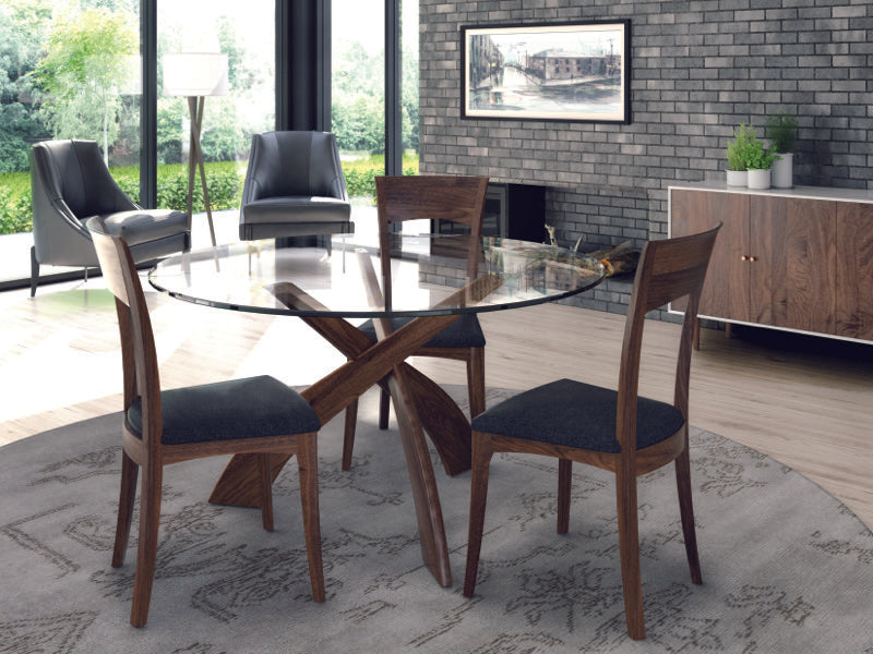 Entwine Dining Table walnut with chairs