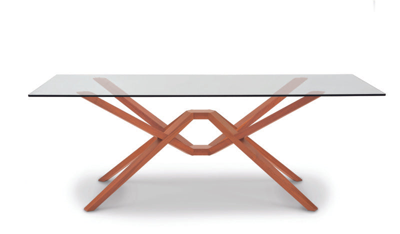 Exeter Glass Top Table cherry front view