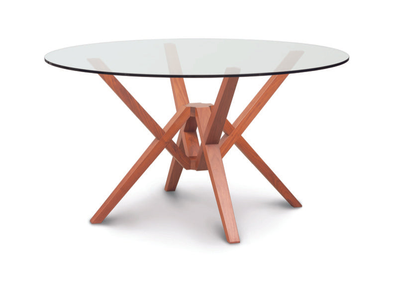 Exeter 54in Round Glass Top Table Cherry