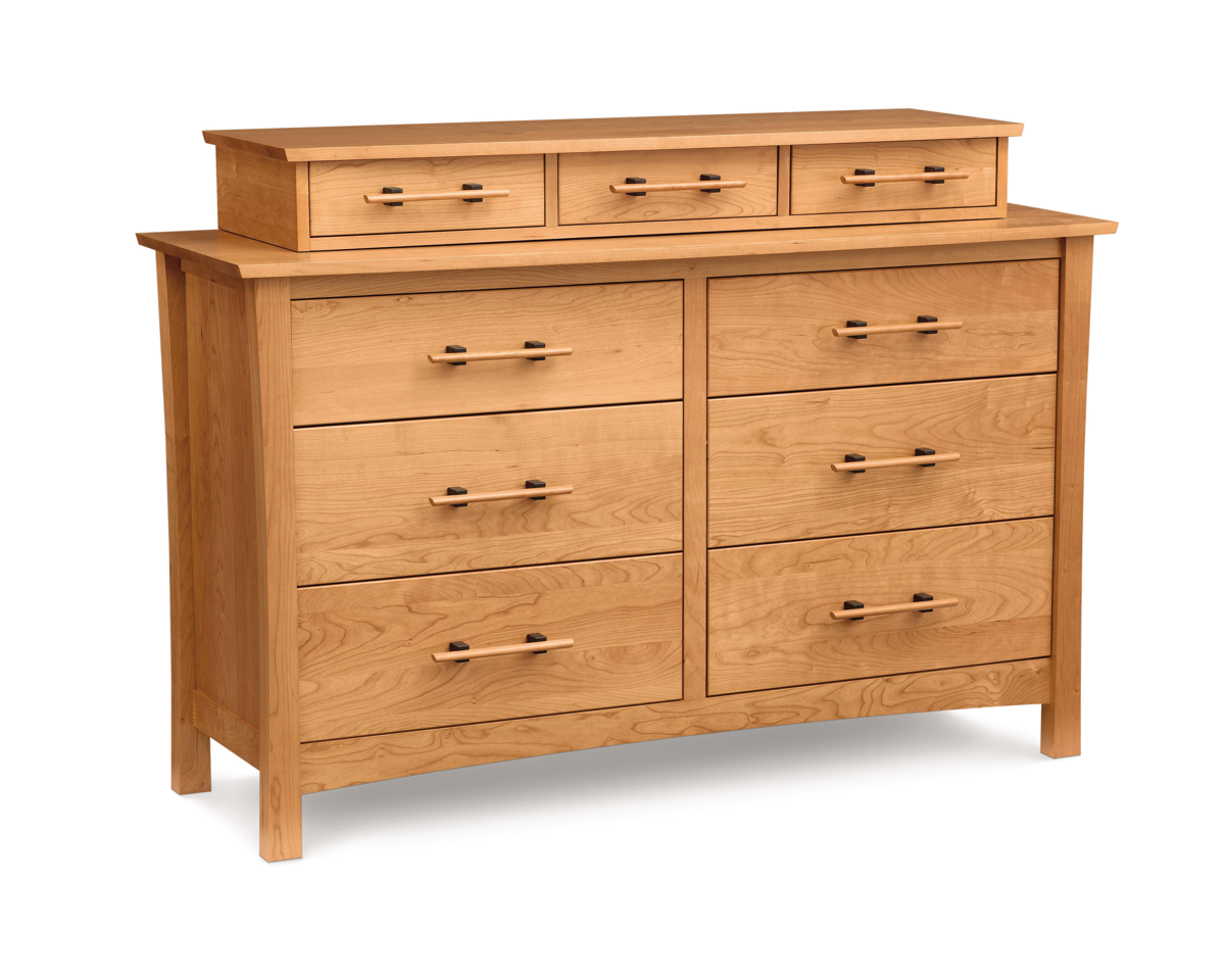 Monterey 6 Drawer Dresser and Accessory Case in cherry, angled view