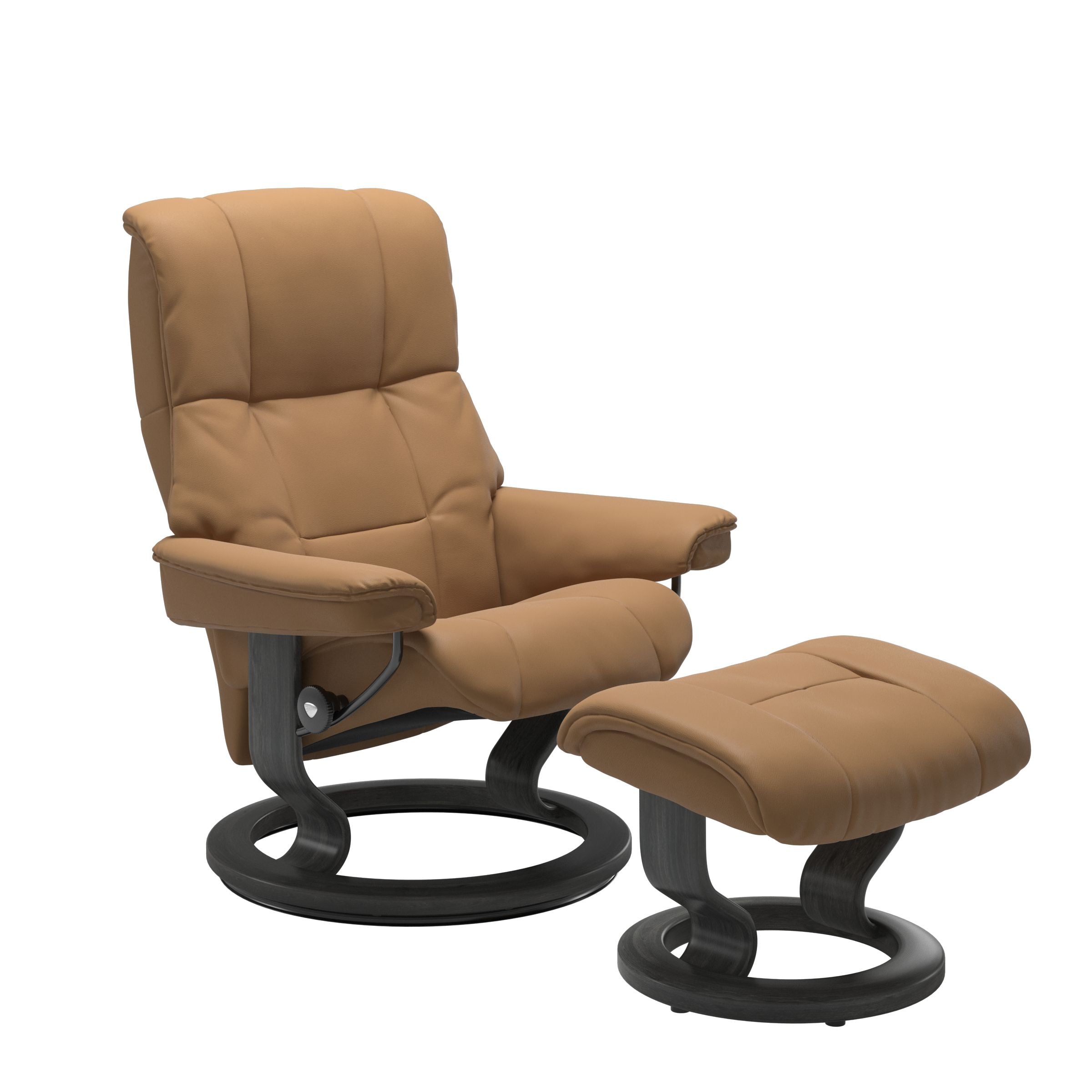 Stressless Mayfair Medium Recliner and Ottoman with Classic Base