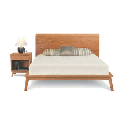 Catalina Bed in cherry, front view with nightstand