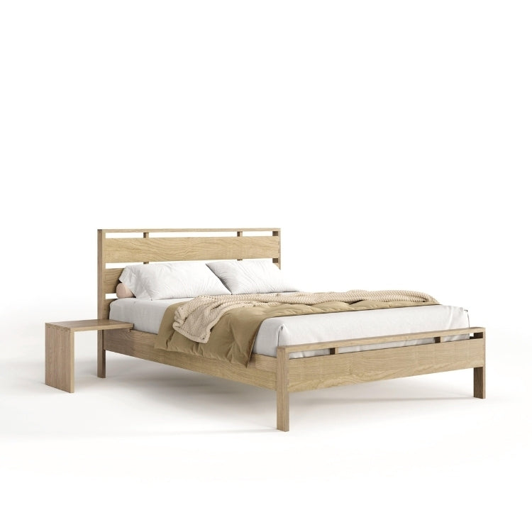 Oslo Bed angle view with attached nightstand