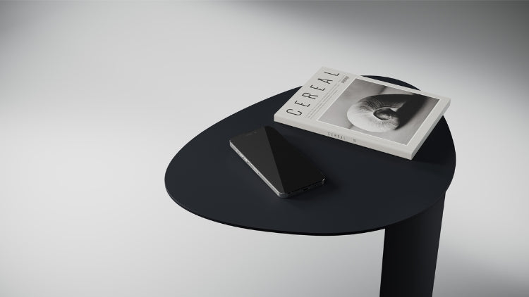 Bink 1025 Laptop and Side Table Pepper close up top view with book