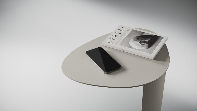 Bink 1025 Laptop and Side Table Stone close up top view with book