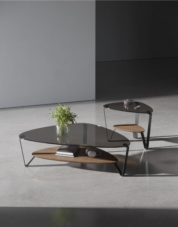Dino 1363 Large Coffee Table in Walnut with End Table