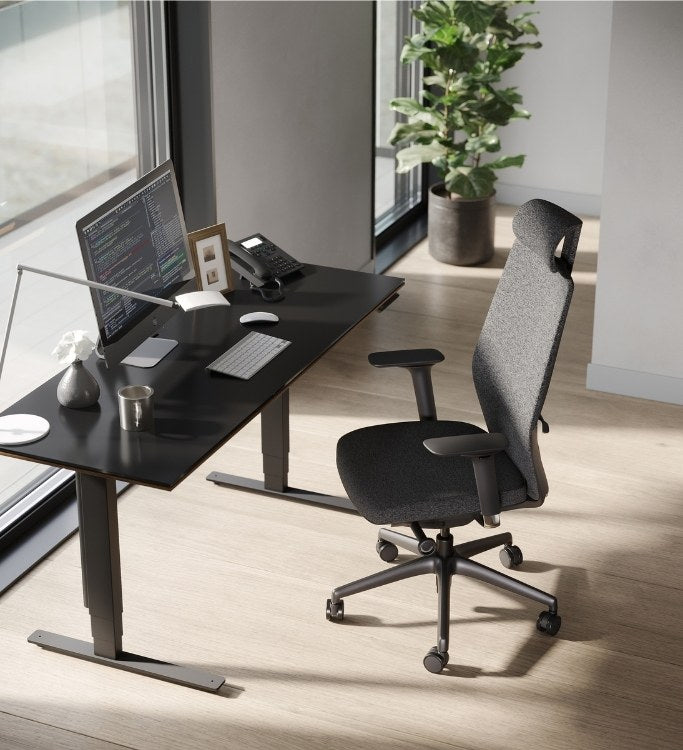 Coda 3521 Office Chair in home office with desk, monitor, and plant
