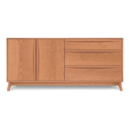 Catalina 3 Drawer, 2 Door Buffet with doors on left in Cherry, front view