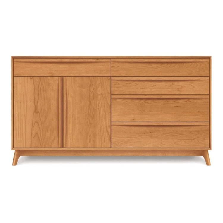 Catalina 5 Drawer, 2 Door Buffet with doors on left in Cherry, front view