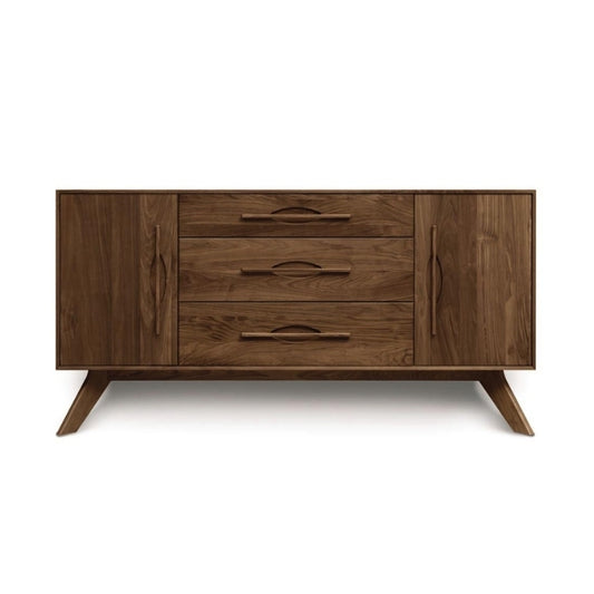 Audrey 1 Door on Either Side of 3 Drawers Buffet walnut front view