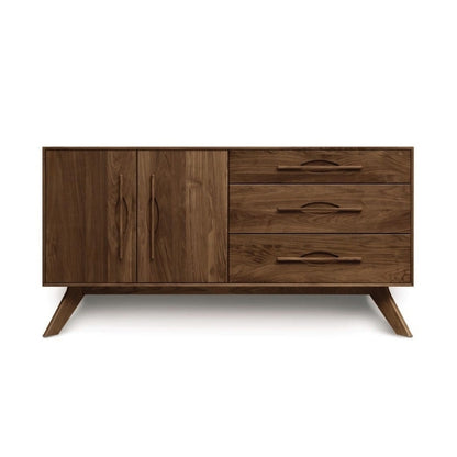 Audrey 3 Drawer, 2 Door Buffet with doors on left in walnut, front view