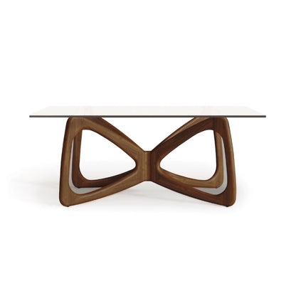 Butterfly Glass Top Table walnut front view