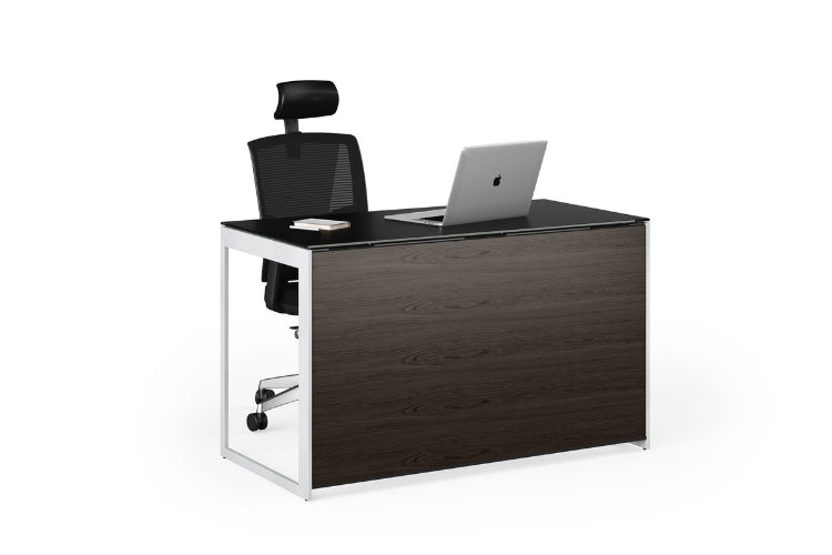 Sequel 20 6108 Compact Desk Back Panel in Charcoal Ash with desk