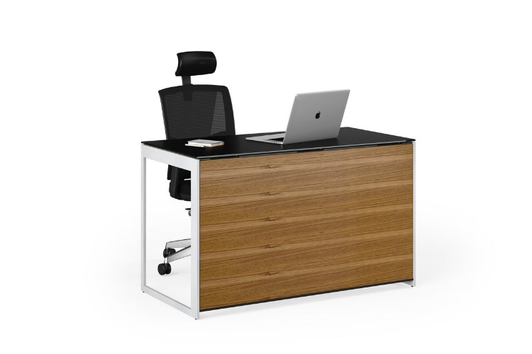 Sequel 20 6108 Compact Desk Back Panel in Walnut with desk