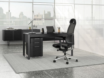 Corridor 6501 Desk in Charcoal in home office with laptop, chair, file, and credenza