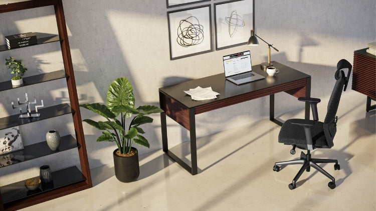 Corridor 6501 Desk in home office with chair and shelving