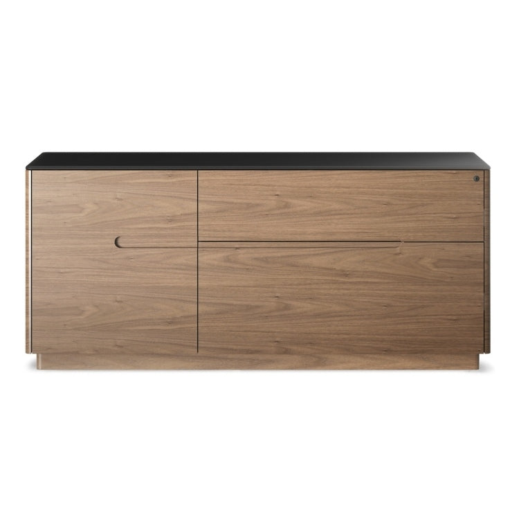 Luma 6720 Cabinet in natural walnut with black top head on