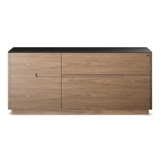 Luma 6720 Cabinet in natural walnut with black top head on