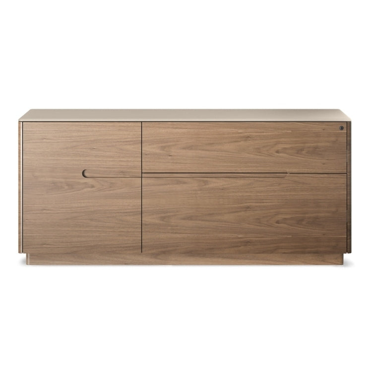Luma 6720 Cabinet in natural walnut with dune top head on