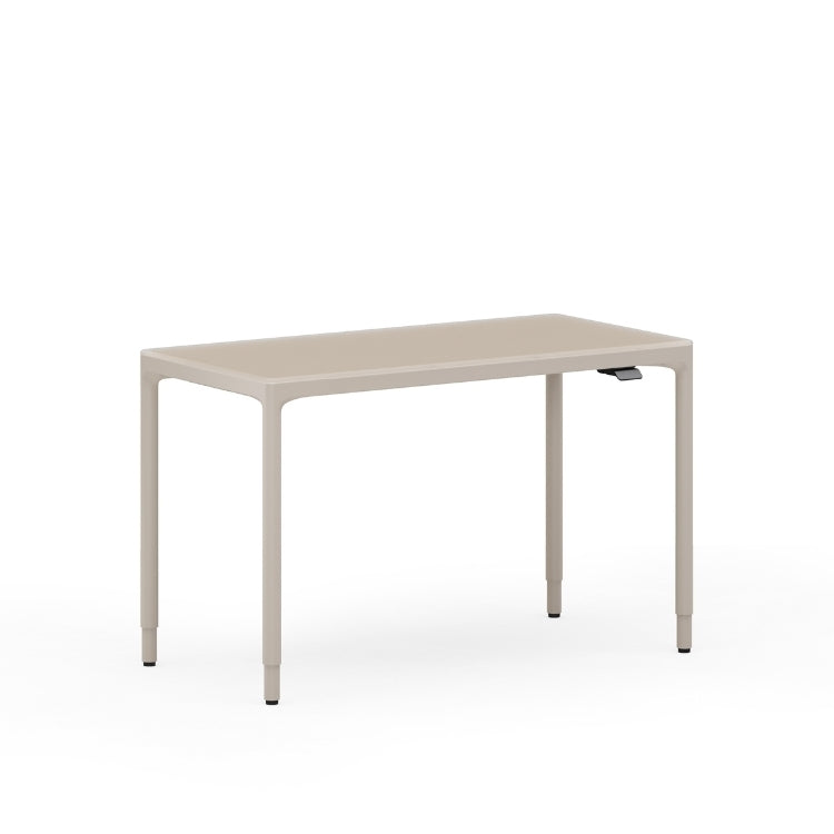 Luma Small Sit/Stand Desk in Dune, angled view