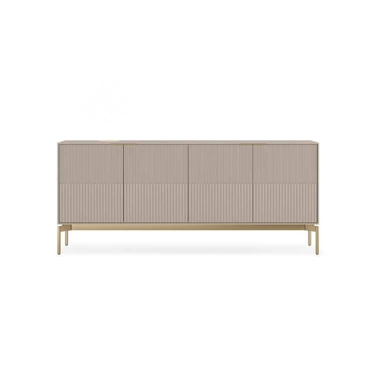 Beige sideboard with wooden legs on a white background