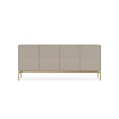 Beige sideboard with wooden legs on a white background