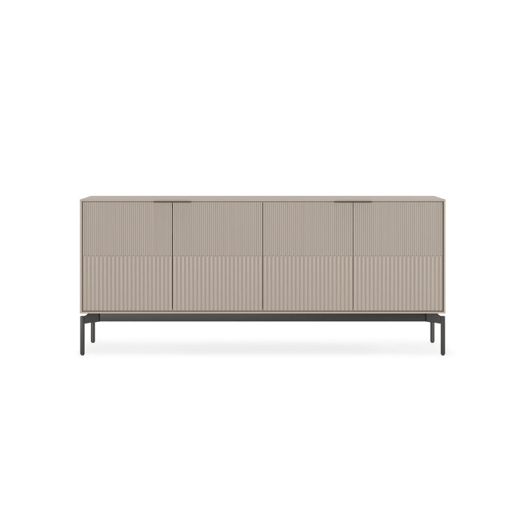 Beige sideboard with metal legs on a white background