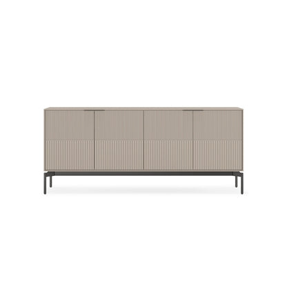 Beige sideboard with metal legs on a white background