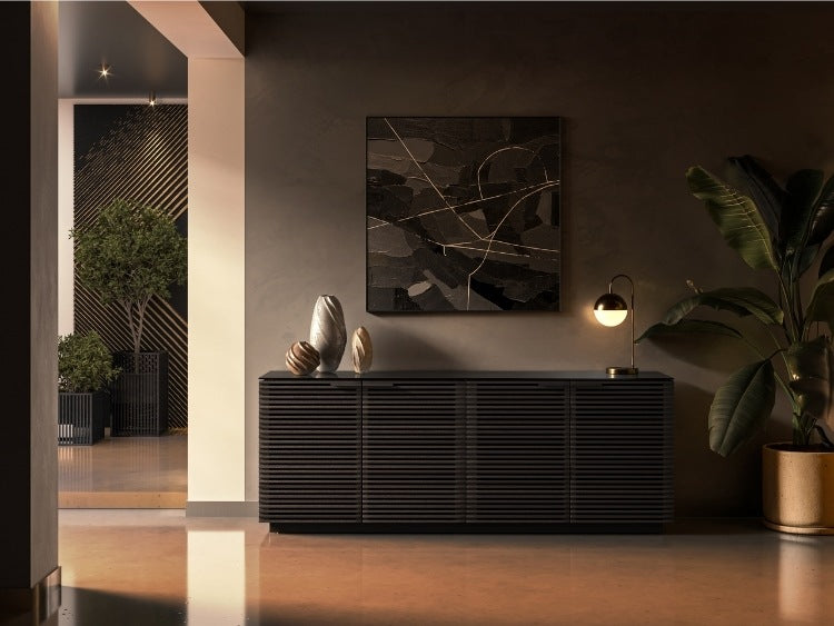 Corridor 8109 Storage Cabinet in Charcoal  in entryway with decor