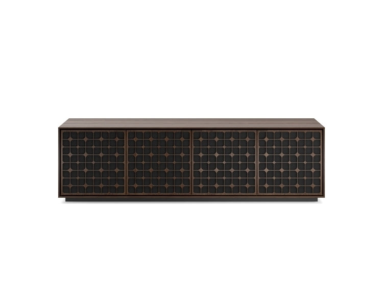 Elements 8703 Media and Storage Cabinet in Constellation Toasted Oak front view