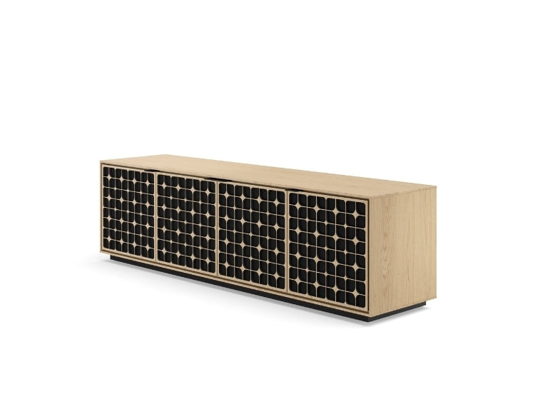 Elements 8703 Media and Storage Cabinet in Constellation Washed Oak side view