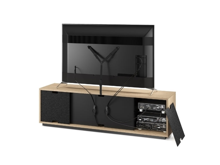 Elements 8703 Media and Storage Cabinet in Constellation Washed Oak back view with panel removed