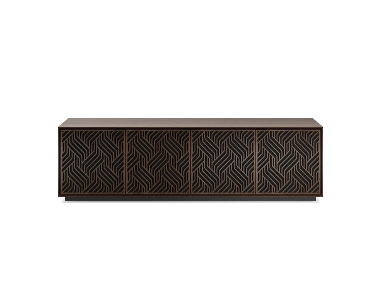 Elements 8703 Media and Storage Cabinet in Weave Toasted Oak front view