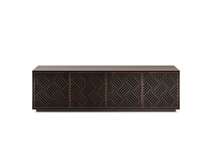 Elements 8703 Media and Storage Cabinet in Weave Toasted Oak front view