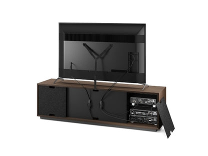 Elements 8703 Media and Storage Cabinet in Weave Toasted Oak back view with panel removed