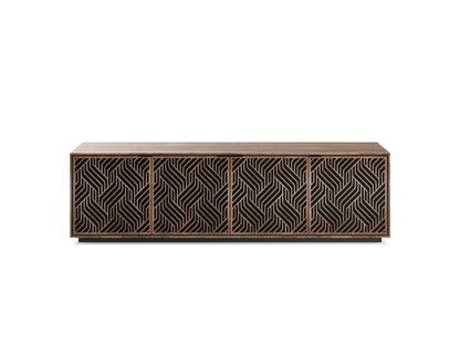 Elements 8703 Media and Storage Cabinet in Weave Walnut front view