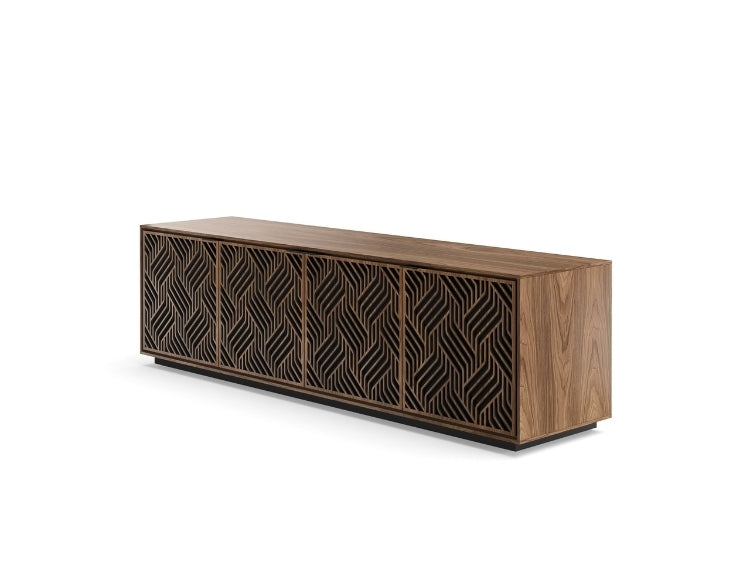 Elements 8703 Media and Storage Cabinet in Weave Walnut side view