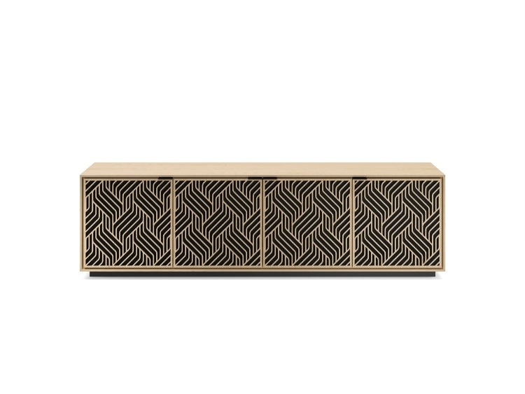 Elements 8703 Media and Storage Cabinet in Weave Washed Oak front view
