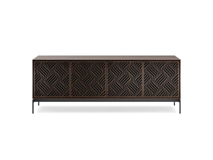 Elements 8709 Media and Storage Console in Weave Toasted Oak front view