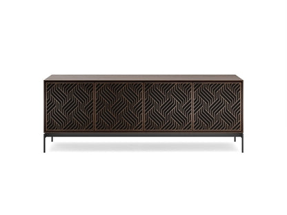 Elements 8709 Media and Storage Console in Weave Toasted Oak front view