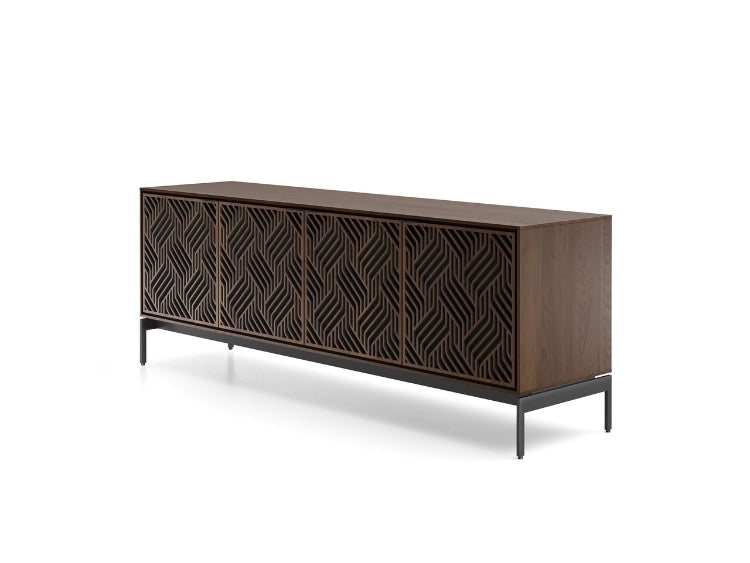 Elements 8709 Media and Storage Console in Weave Toasted Oak side view