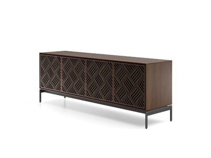 Elements 8709 Media and Storage Console in Weave Toasted Oak side view