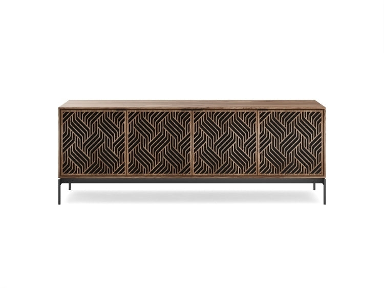 Elements 8709 Media and Storage Console in Weave Walnut front view