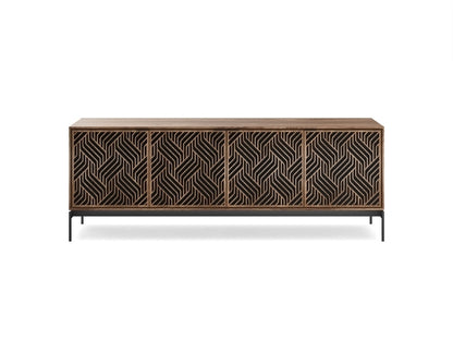Elements 8709 Media and Storage Console in Weave Walnut front view