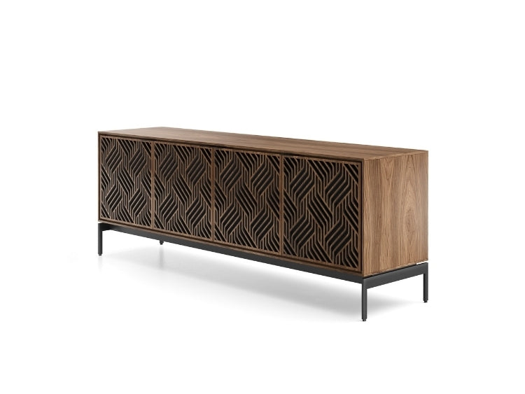 Elements 8709 Media and Storage Console in Weave Walnut side view