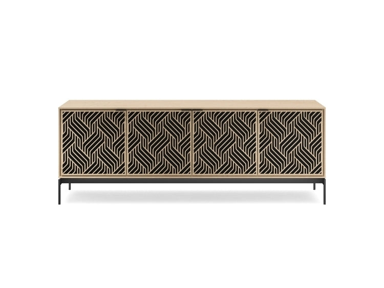 Elements 8709 Media and Storage Console in Weave Washed Oak front view