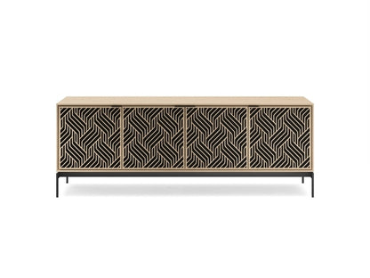 Elements 8709 Media and Storage Console in Weave Washed Oak front view