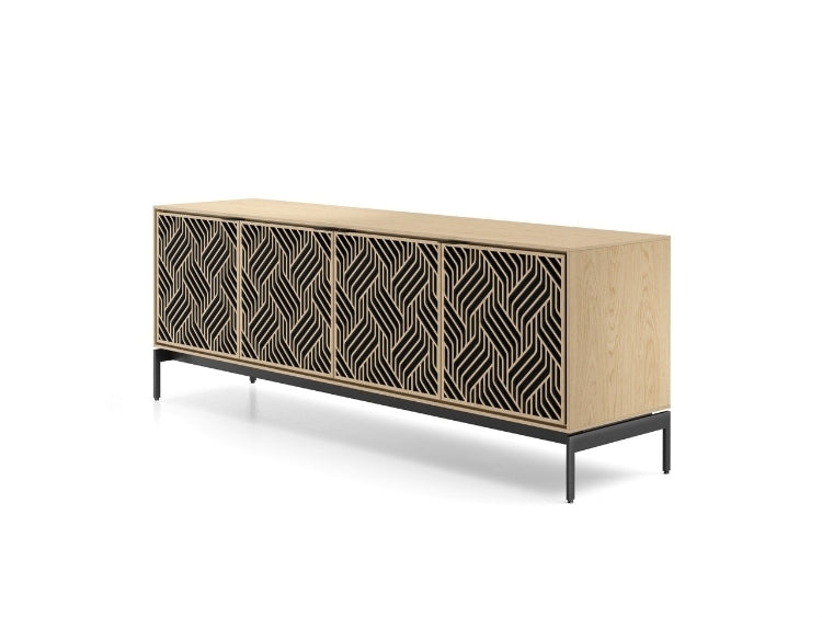 Elements 8709 Media and Storage Console in Weave Washed Oak side view