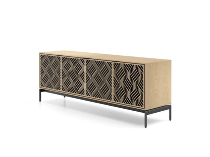 Elements 8709 Media and Storage Console in Weave Washed Oak side view